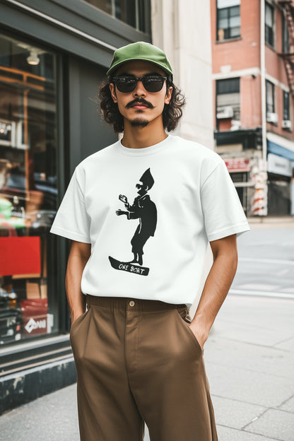 One Boat Skateboarding Silhouette Graphic Tee - Unisex Casual White Shirt