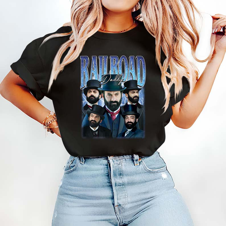 Railroad Daddy Vintage Style Graphic Hoodie for History and Railroad Enthusiasts