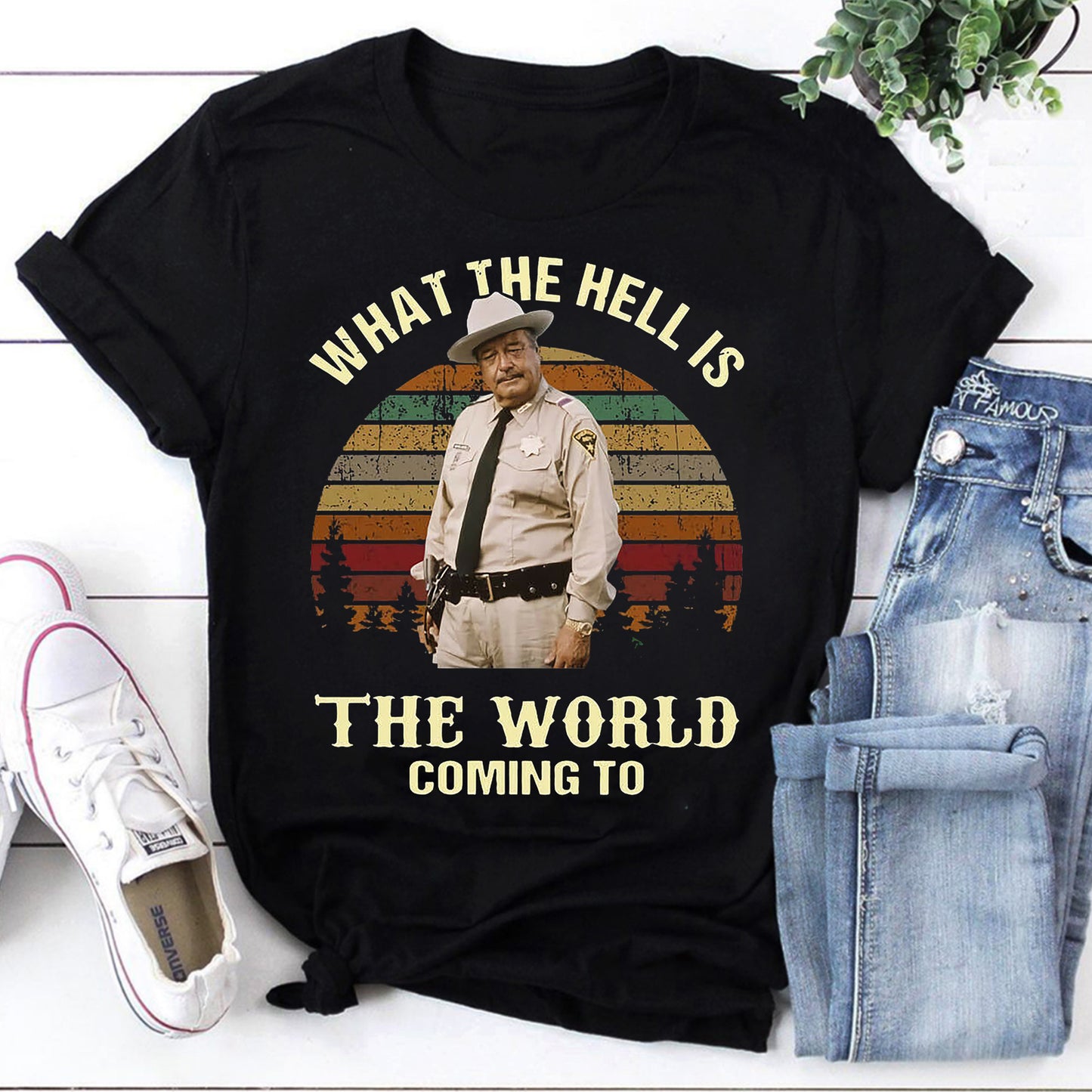 Vintage Retro Sheriff Graphic Sweatshirt - What the Hell Is the World Coming To