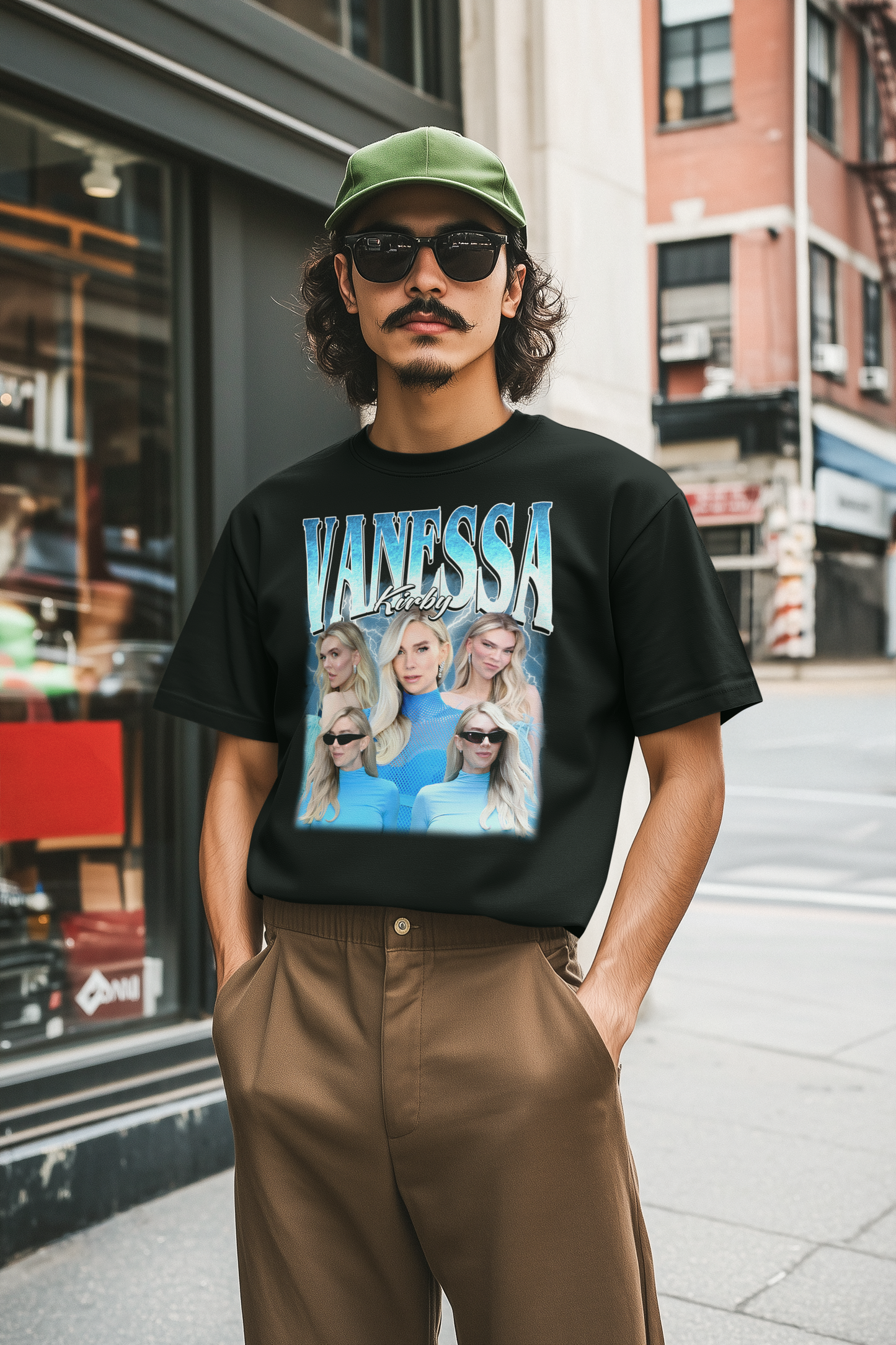 Vanessa Kirby Graphic Tee with Lightning Design - Celebrity Photo Collage Shirt