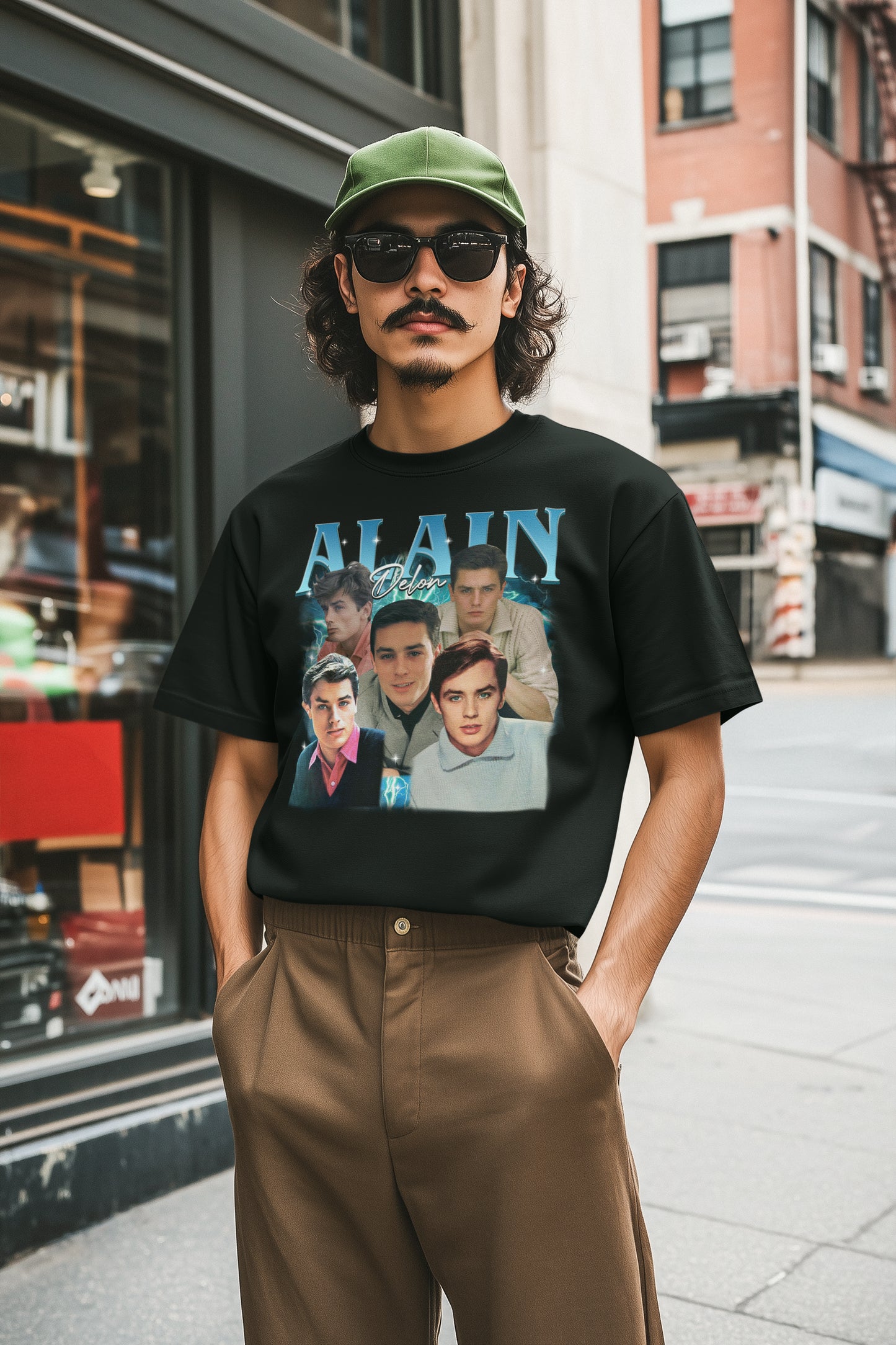 Alain Delon Vintage Photo Collage Retro Graphic T-Shirt