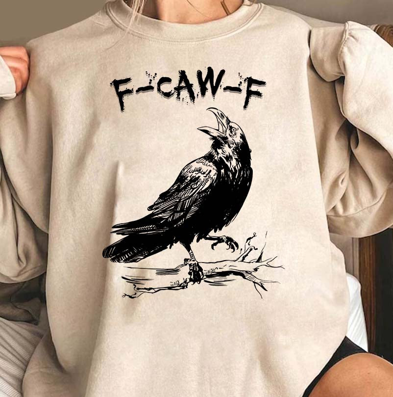 Funny F-CAW-F Crow T-Shirt - Quirky Bird Lover Graphic Tee