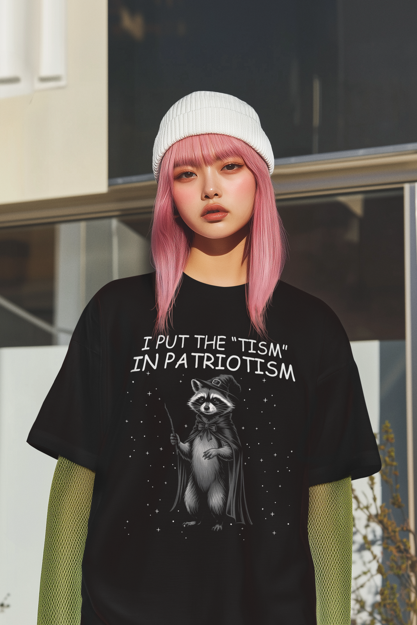I Put The 'TISM' In Patriotism Funny Raccoon Hoodie