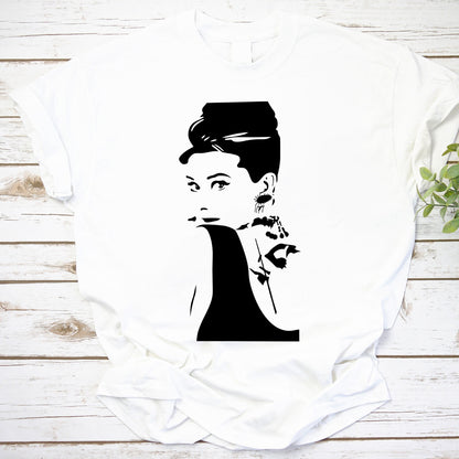 Audrey Hepburn Silhouette Classic Vintage Portrait T-Shirt