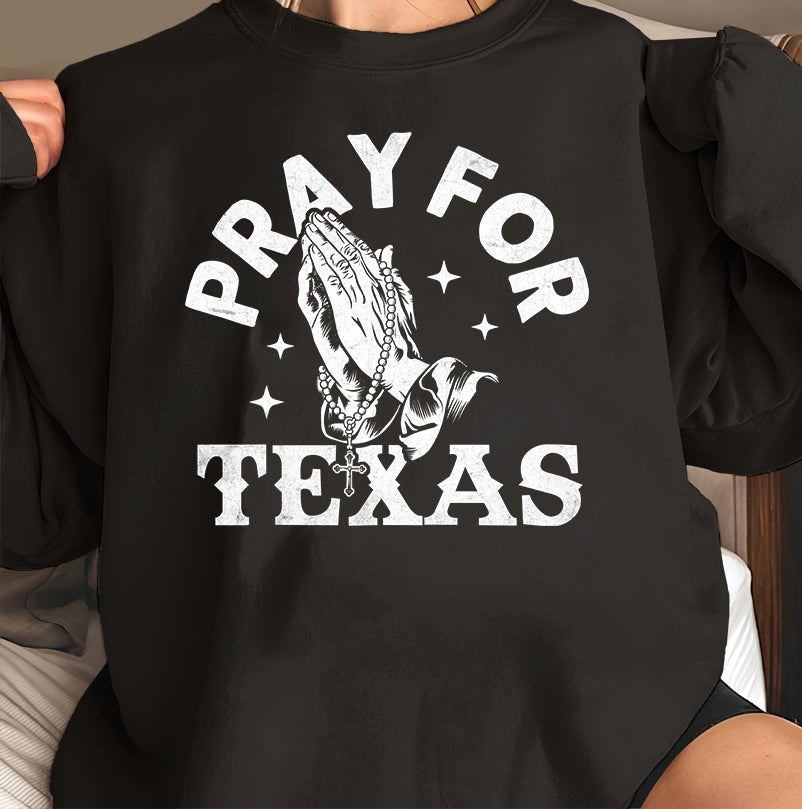 Pray for Texas T-Shirt - Faith, Prayer, and Rescue Design, Men’s Cotton Tee for Blessings and Support