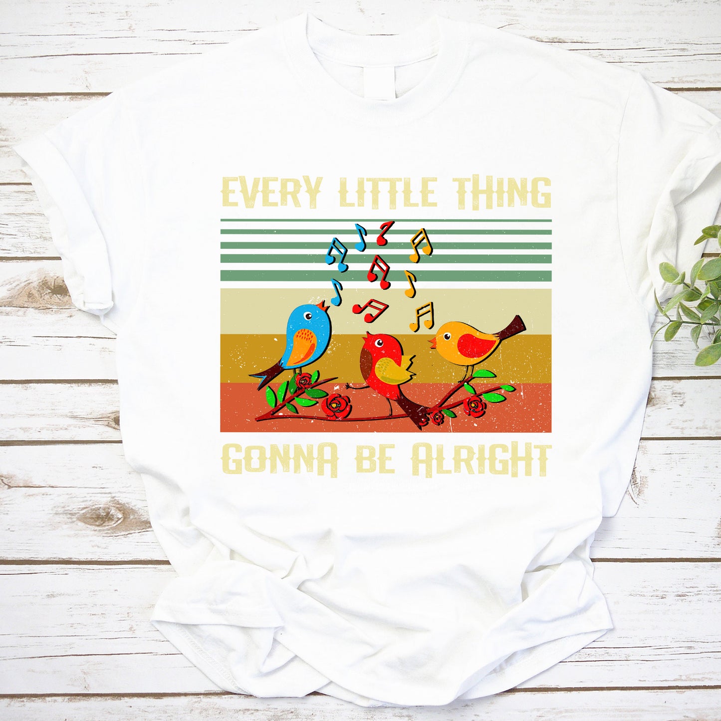 Vintage Style Birds Music Sweatshirt - Every Little Thing Gonna Be Alright Cozy Pullover