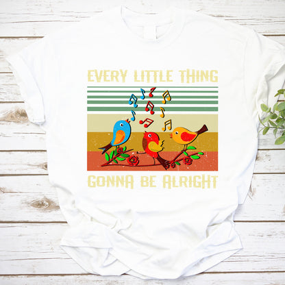 Vintage Style Birds Music Sweatshirt - Every Little Thing Gonna Be Alright Cozy Pullover