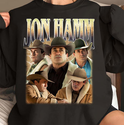 Jon Hamm Cowboy Portraits T-Shirt Vintage Western Actor Tee