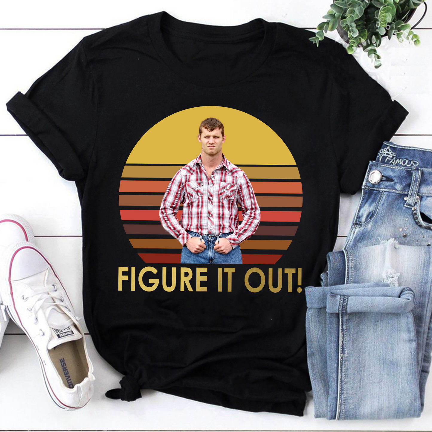 Retro Style 'Figure It Out!' Graphic Sweatshirt with Vintage Man Design