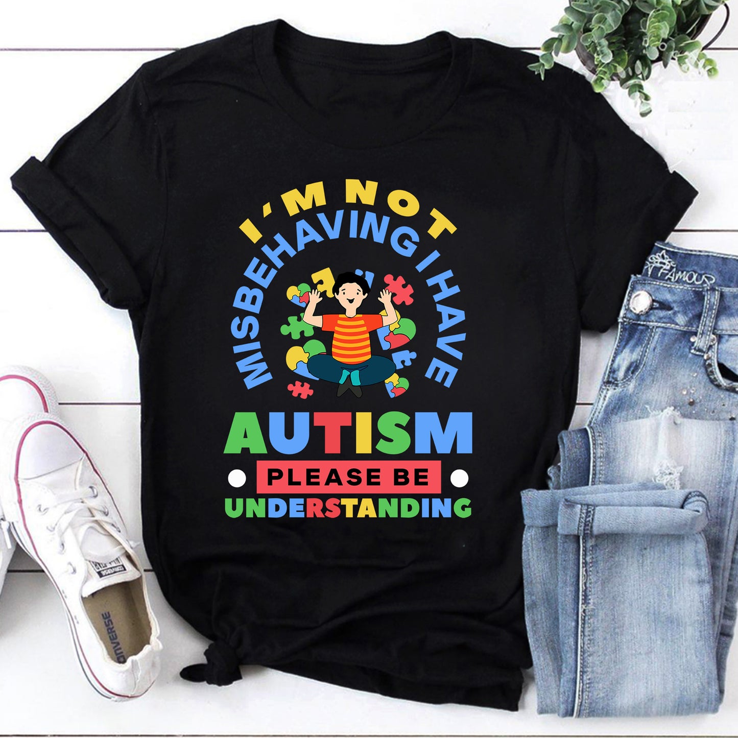 Autism Awareness T-Shirt - I'm Not Misbehaving Please Be Understanding Tee