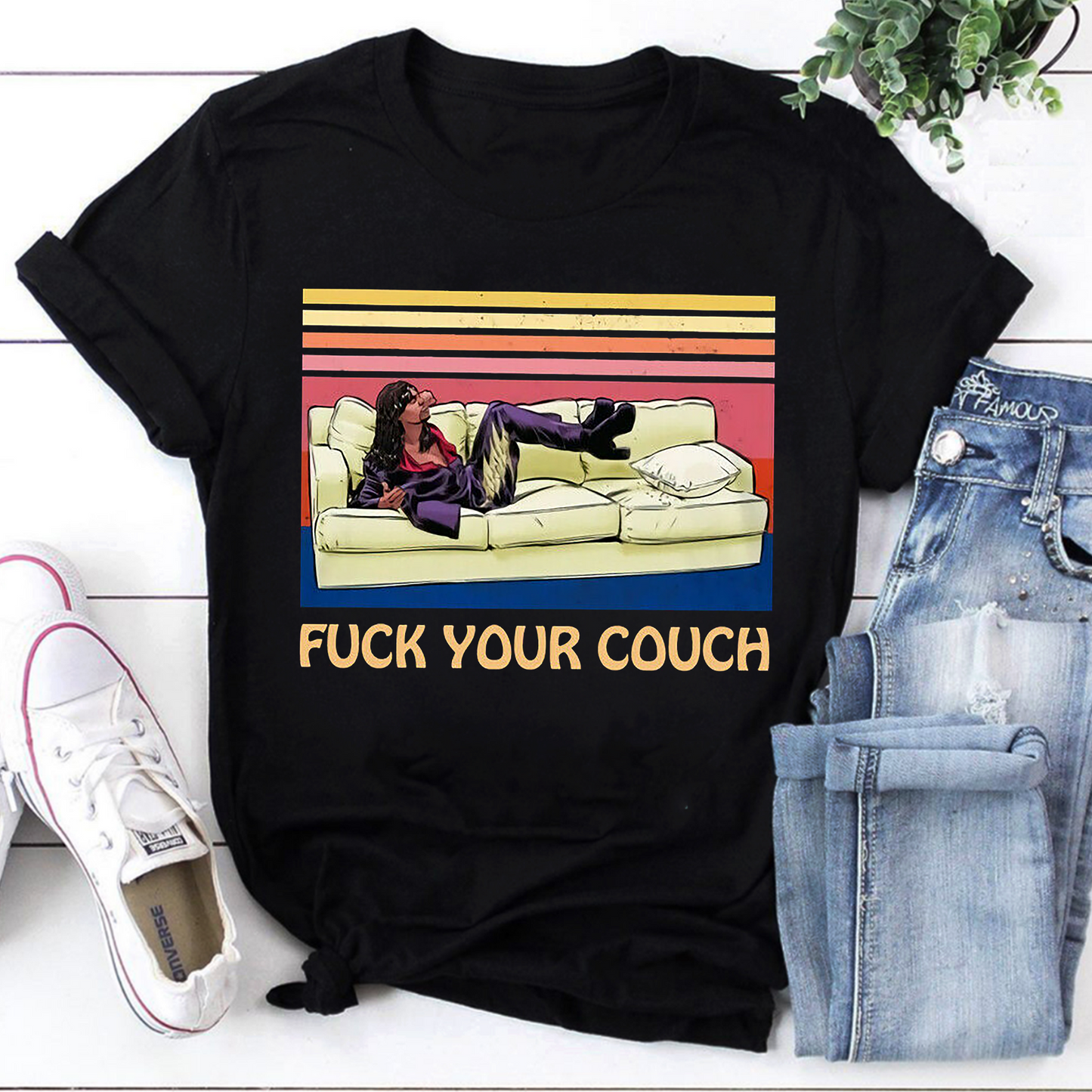 Funny Retro 'Fuck Your Couch' Graphic Tee with Vintage Vibes