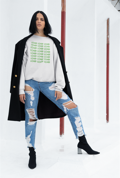 Lizard Pattern Graphic Tee - Funny Repeated Lizard Text Shirt