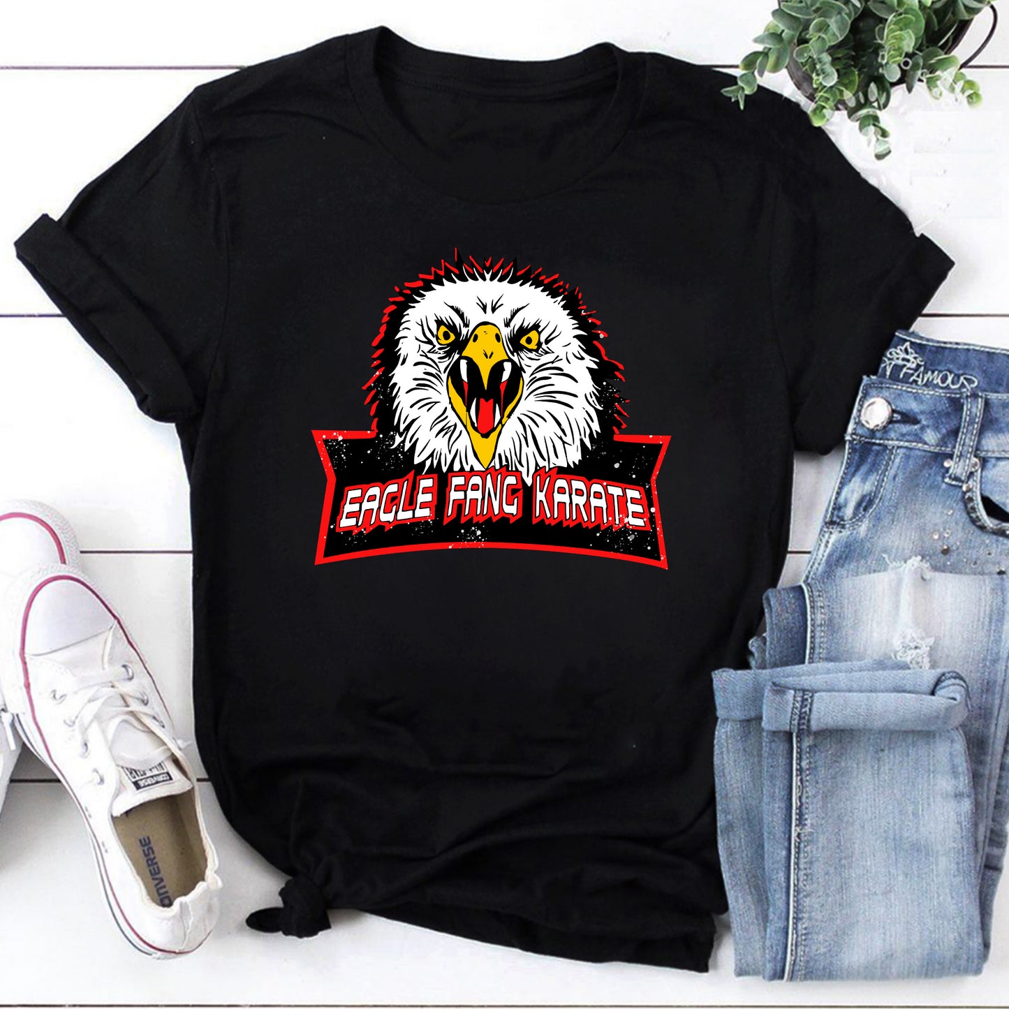 Eagle Fang Karate Logo Black Sweatshirt - Retro Martial Arts Hoodie