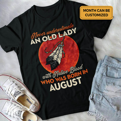 Never Underestimate An Old Lady Hoodie with Native Blood Born in September - Customizable Birthday Sweatshirt