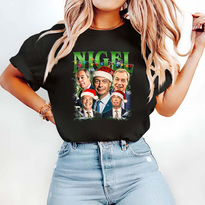 Nigel Christmas Collage Hoodie with Festive Santa Hats