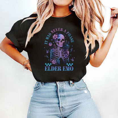Elder Emo Skeleton Hoodie - It Was Never a Phase Graphic Sweatshirt