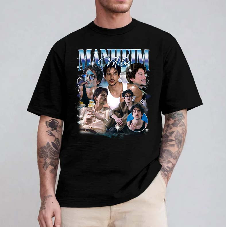 Manheim Milo Vintage Style Graphic Tee - Cool Retro Photo Collage T-Shirt