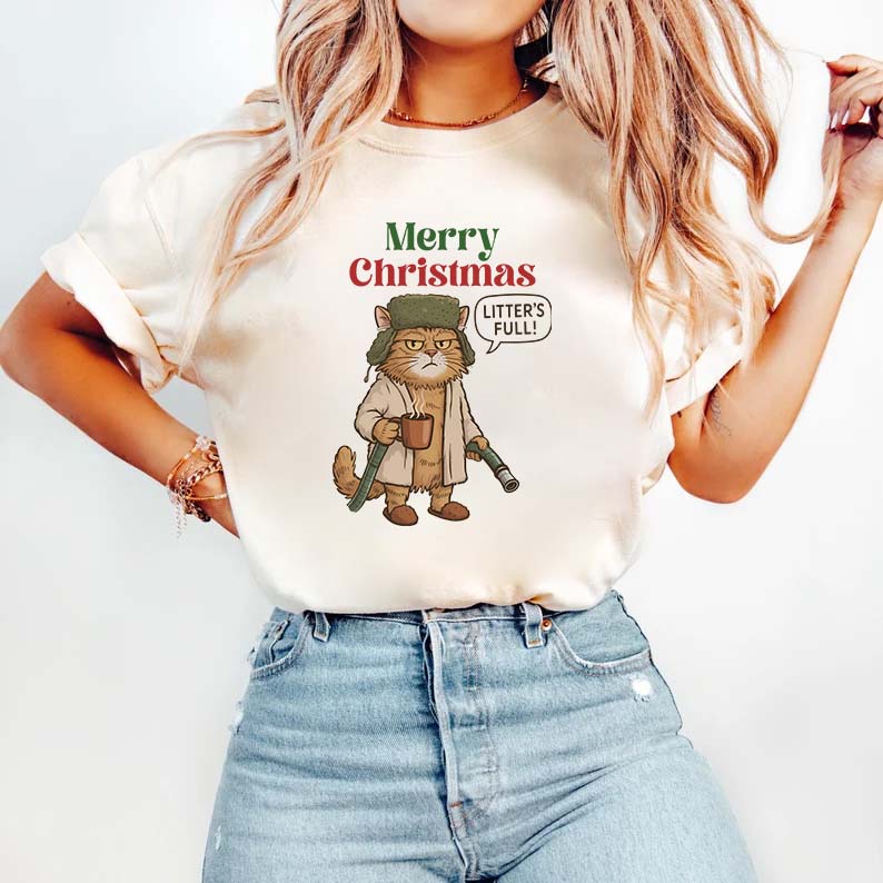 Funny Cat Christmas Hoodie - Merry Christmas Litter's Full Cozy Sweatshirt