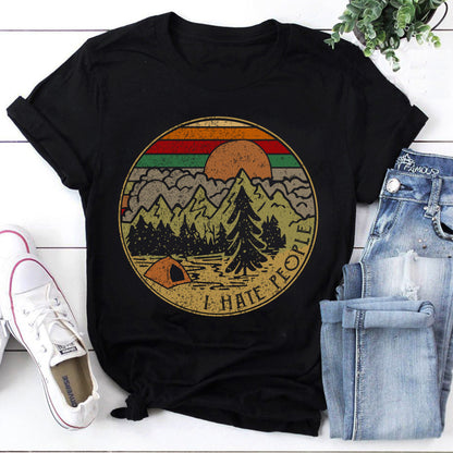 I Hate People Camping T-Shirt Vintage Mountain Adventure Tee