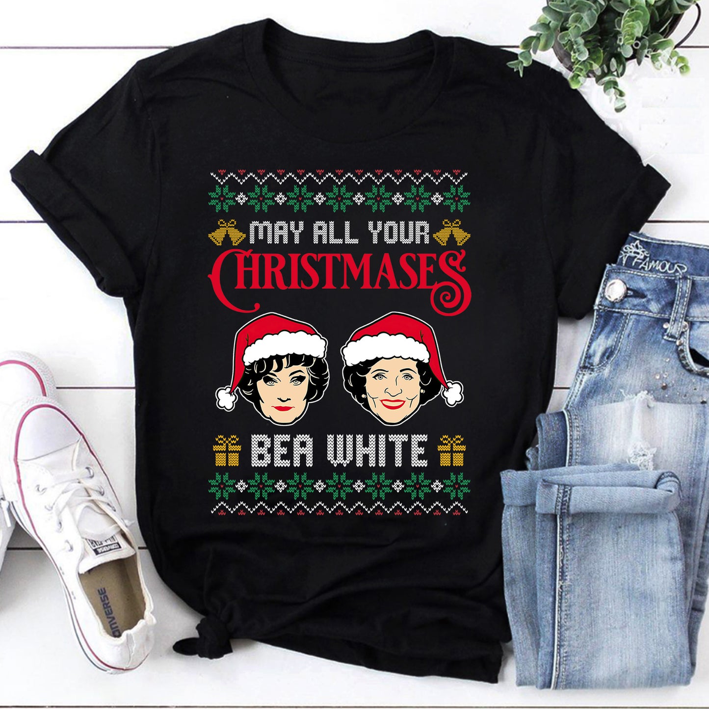 May All Your Christmases Bea White Funny Christmas Sweatshirt