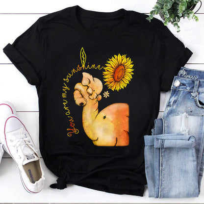 You Are My Sunshine Elephant and Sunflower Cute Animal T-Shirt