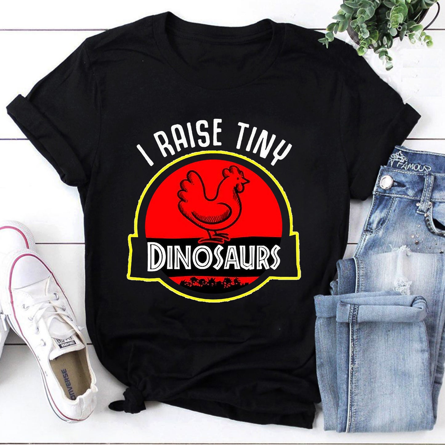 I Raise Tiny Dinosaurs Funny Chicken Lover T-Shirt
