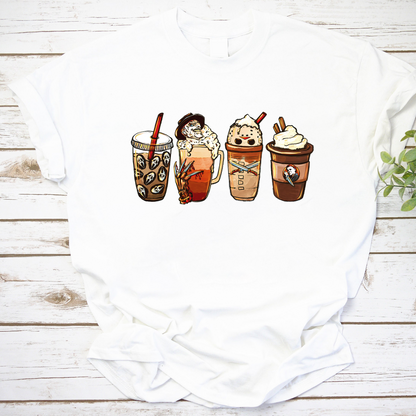 Horror Movie Inspired Coffee Drinks Sweatshirt - Halloween Themed Cozy Pullover
