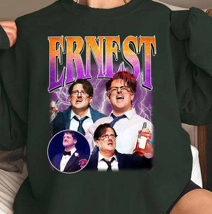 Ernest Funny Character Graphic Tee with Lightning Design