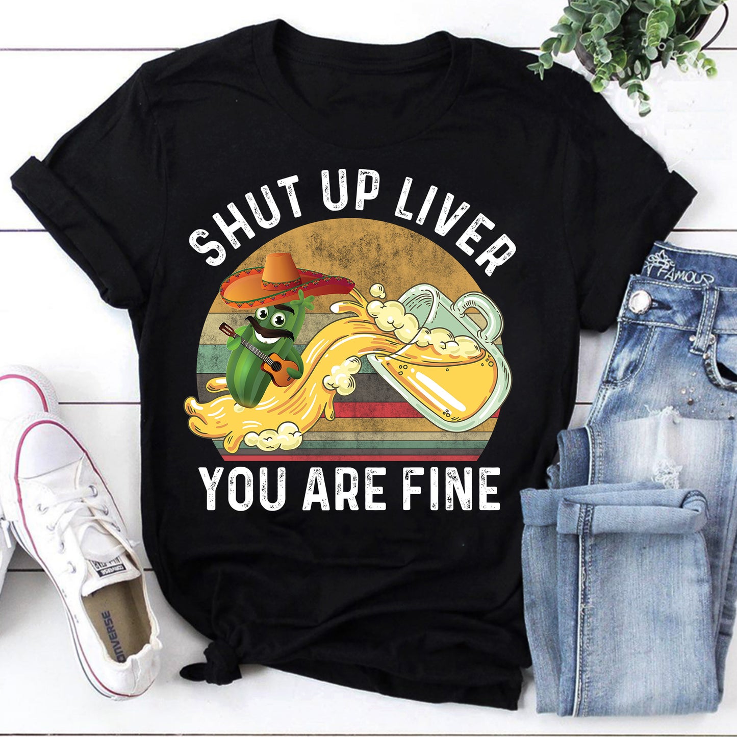 Funny Shut Up Liver You Are Fine Beer Drinking Graphic Tee