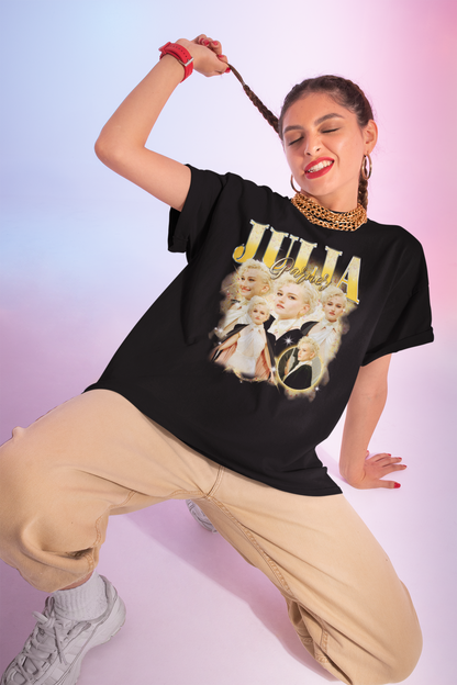 Julia Garner Stylish Photo Collage Graphic White Tee