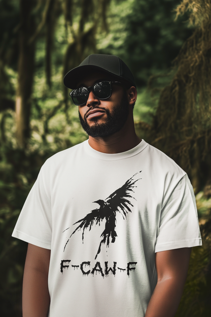 F-CAW-F Crow Graphic Tee Halloween Shirt Black Bird Design