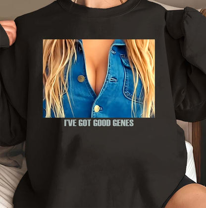 Funny I've Got Good Genes T-Shirt with Graphic Denim Look
