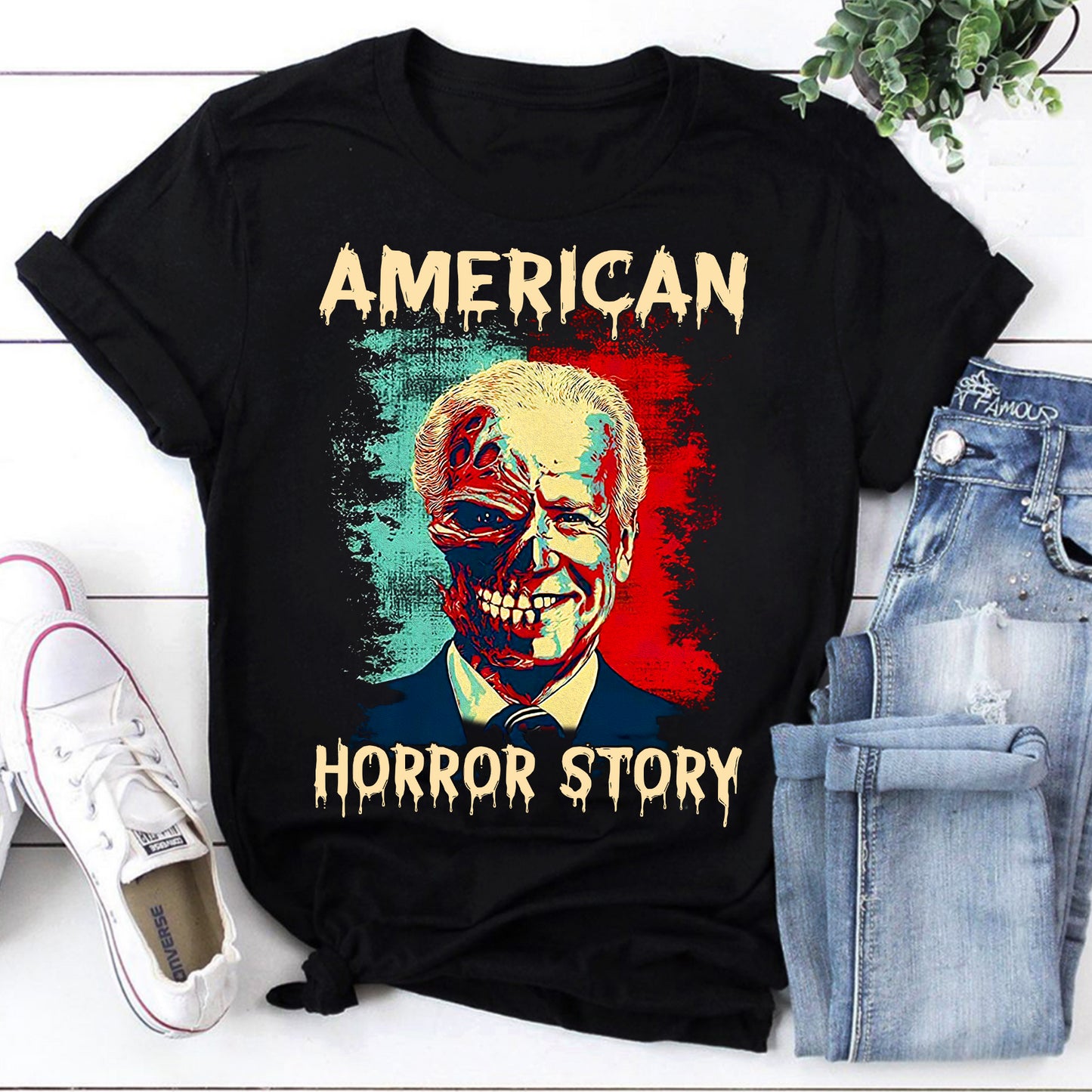 American Horror Story Political Parody Sweatshirt - Thriller Zombie Face Design