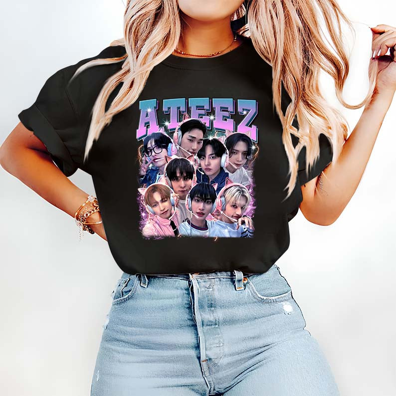 ATEEZ Hoodie Black Kpop Group Graphic Sweatshirt Unisex Casual Wear