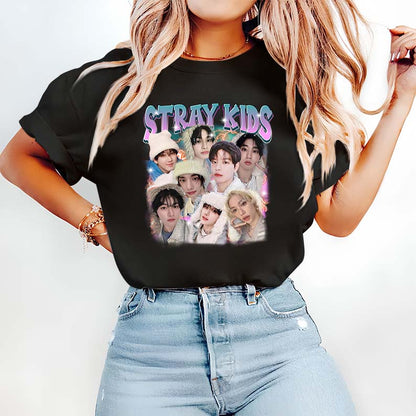 Stray Kids Graphic Hoodie Black - Kpop Band Fan Pullover Sweatshirt