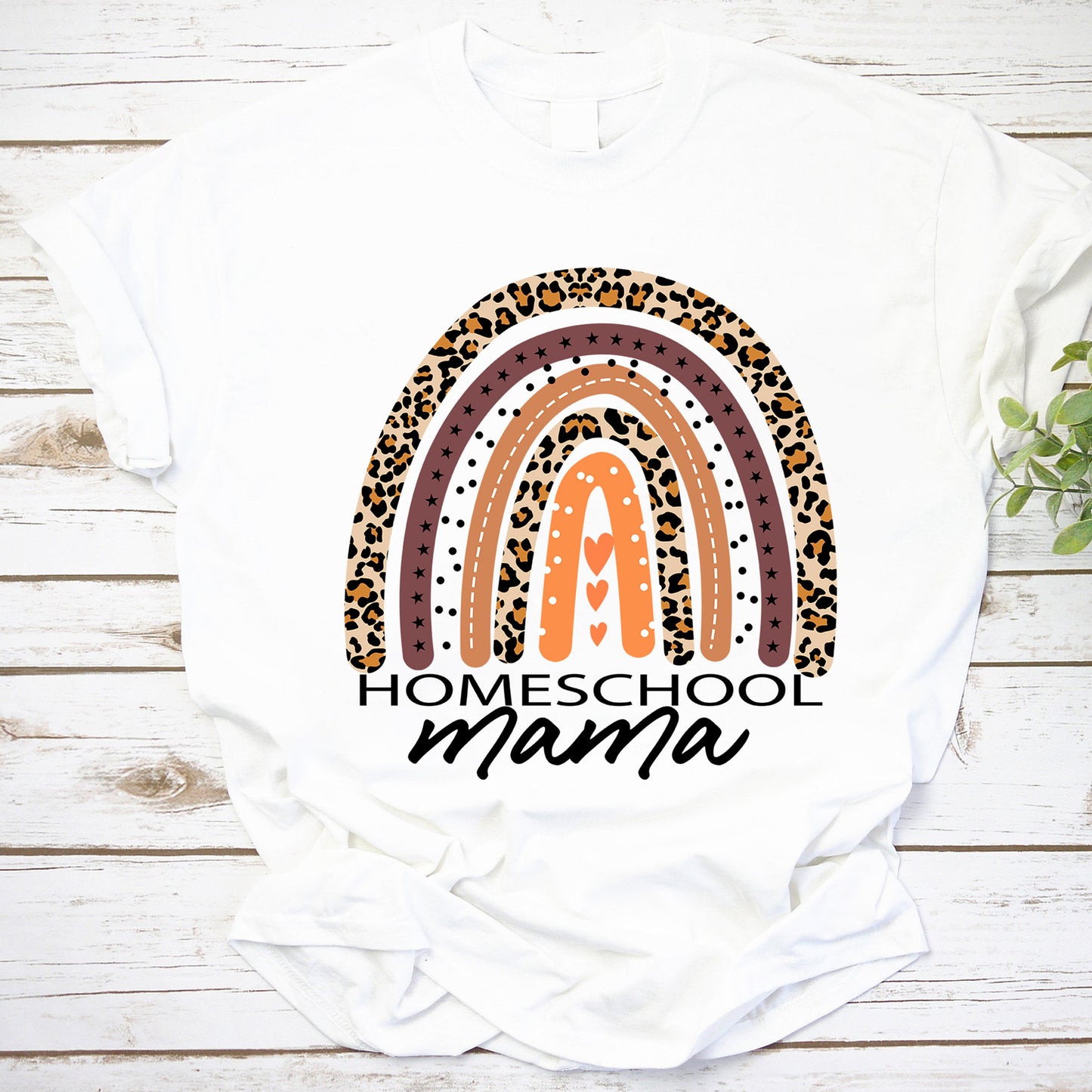 Homeschool Mama Leopard Rainbow T-Shirt, Cute Homeschooling Mom Tee, Retro Boho Teacher Shirt, Christian Mama Shirt, Gift for Moms