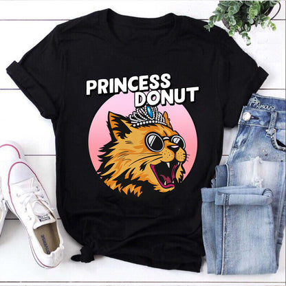 Princess Donut Cat Graphic T-Shirt - Fun Cat Lover Gift Tee