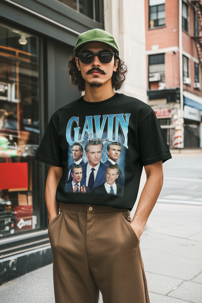 Gavin Newsom Political Graphic Tee – Bold Governor Portrait Shirt