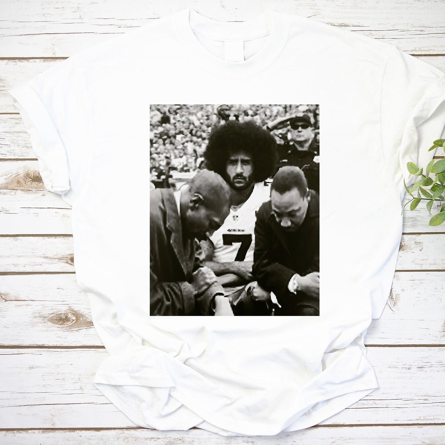 Colin Kaepernick Iconic Kneeling Protest Black and White Graphic Tee