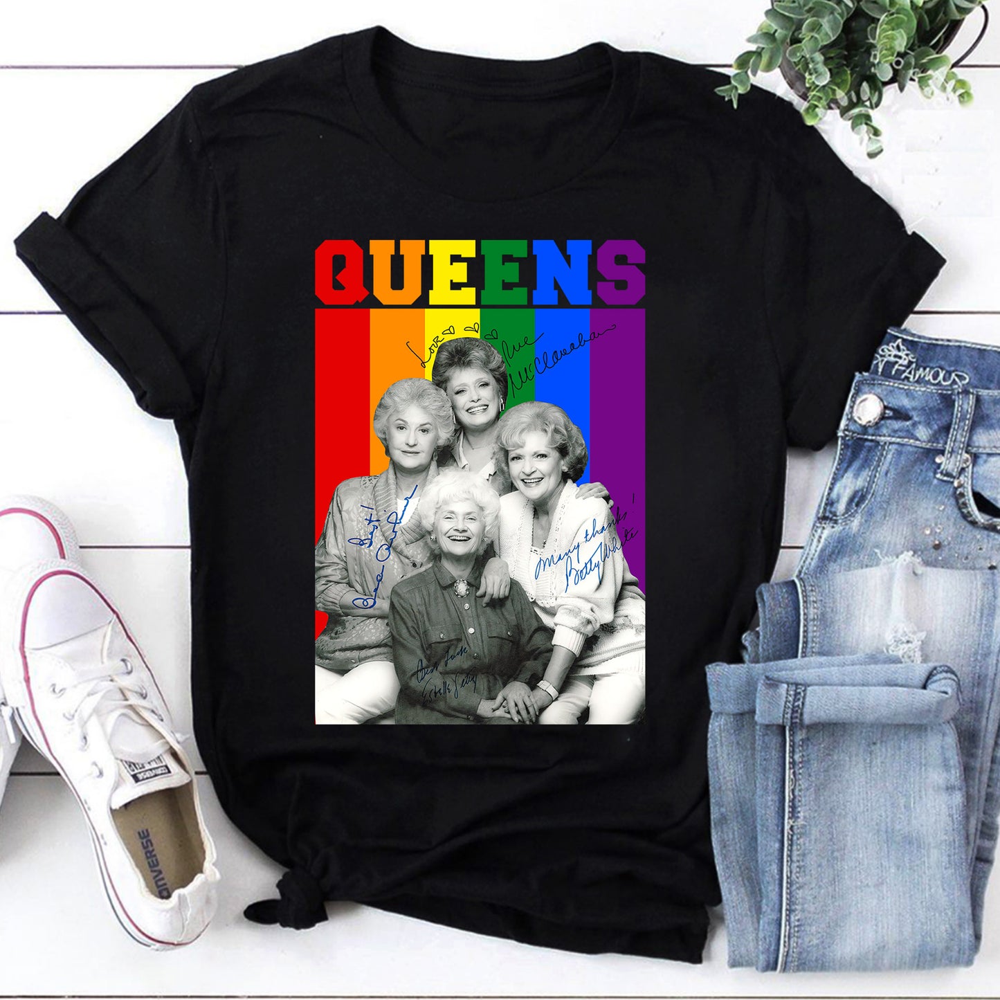 Golden Girls Queens Retro Rainbow Pride T-shirt