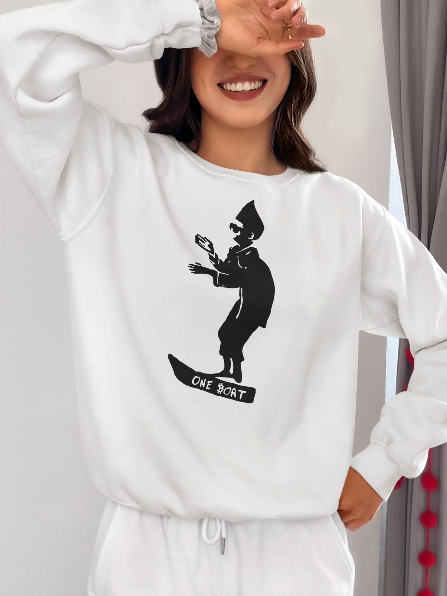 One Boat Skateboarding Silhouette Graphic Tee - Unisex Casual White Shirt