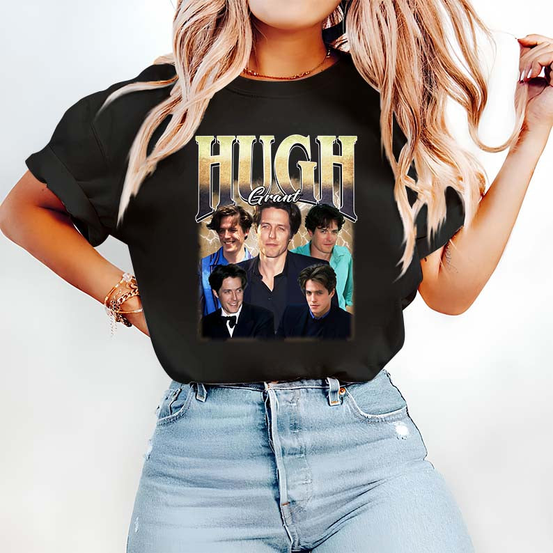 Hugh Grant Vintage Photo Collage Hoodie - Cozy Celebrity Retro Sweatshirt