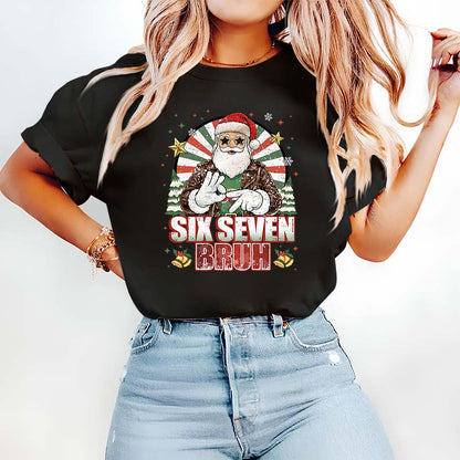 Six Seven Bruh Funny Santa Hoodie Christmas Sweatshirt