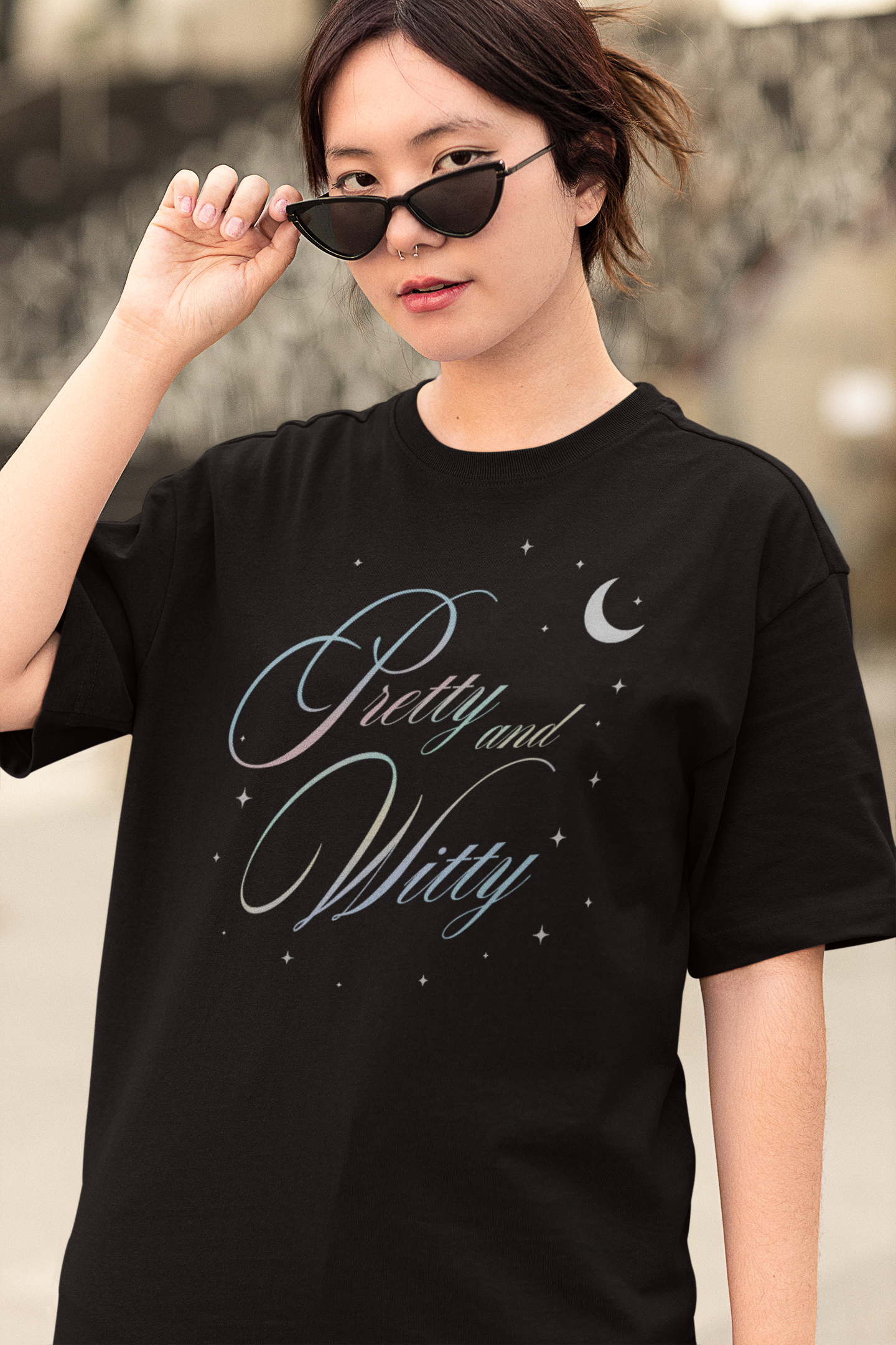 Pretty and Witty Graphic Tee – Cute Black Shirt for Women
