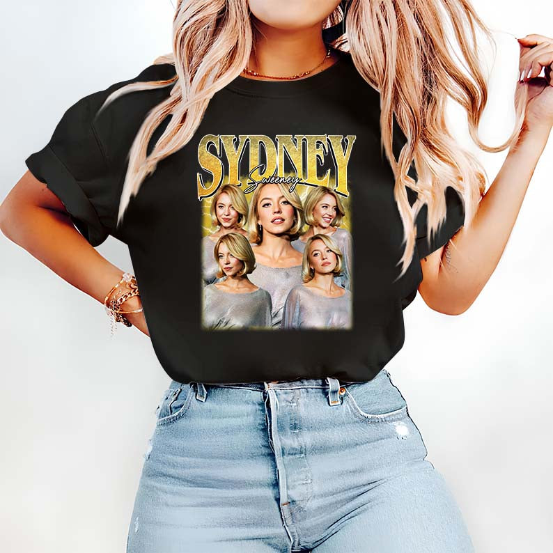 Sydney Sweeney Collage Hoodie - Trendy Celebrity Graphic Sweatshirt