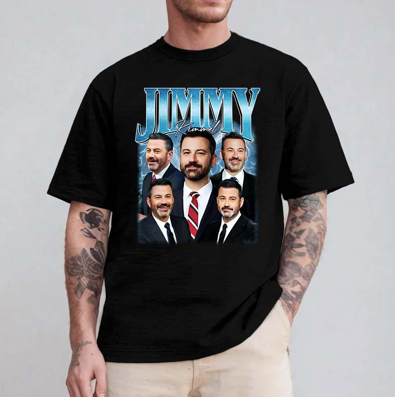 Jimmy Kimmel Faces Graphic Tee - Celebrity Talk Show Host T-Shirt