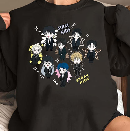 Stray Kids Kpop Cartoon Characters T-Shirt for Fans