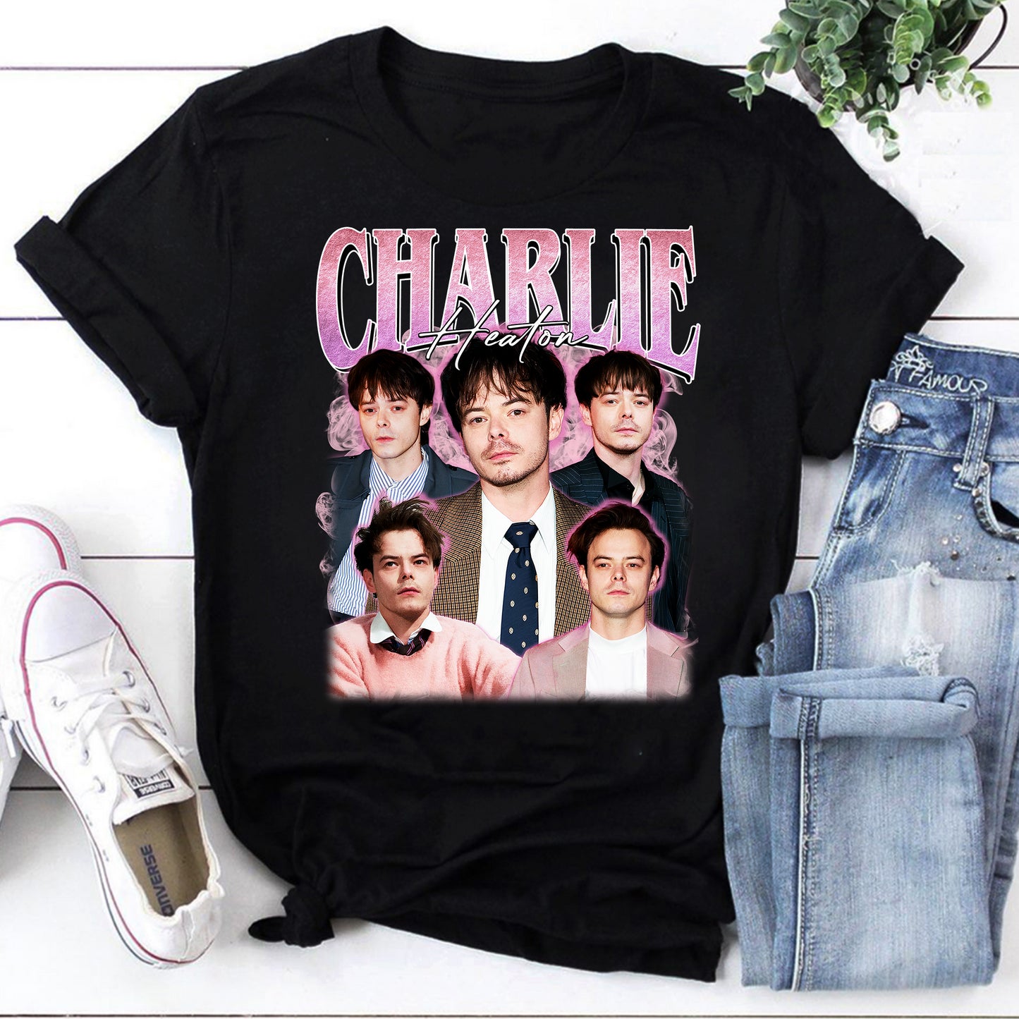 Charlie Heaton Vintage Style Collage Graphic Tee for Fans