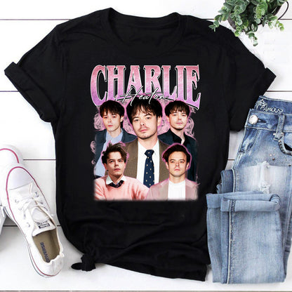 Charlie Heaton Vintage Style Collage Graphic Tee for Fans