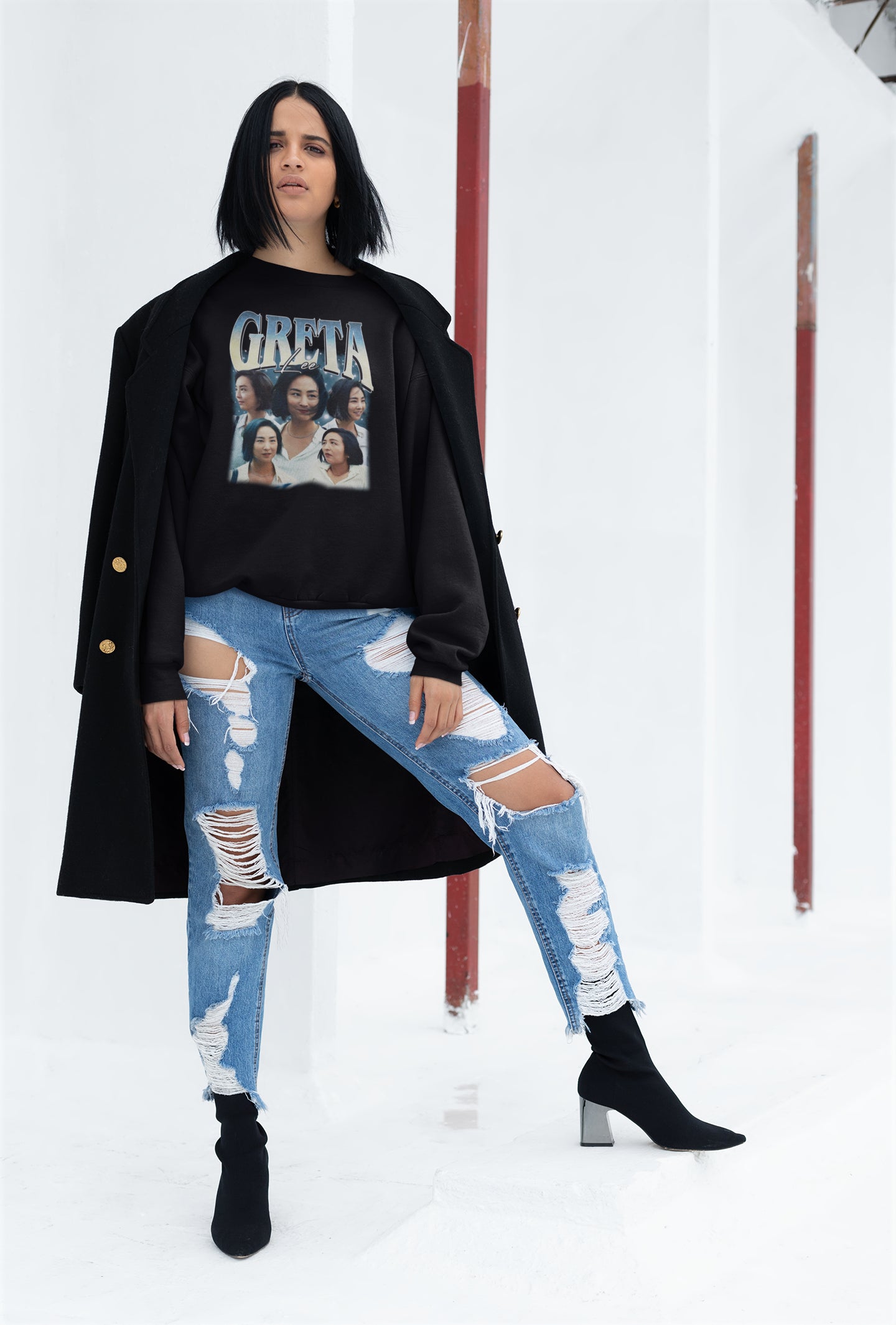 Greta Lee Collage Graphic T-Shirt - Stylish Fan Tribute Tee